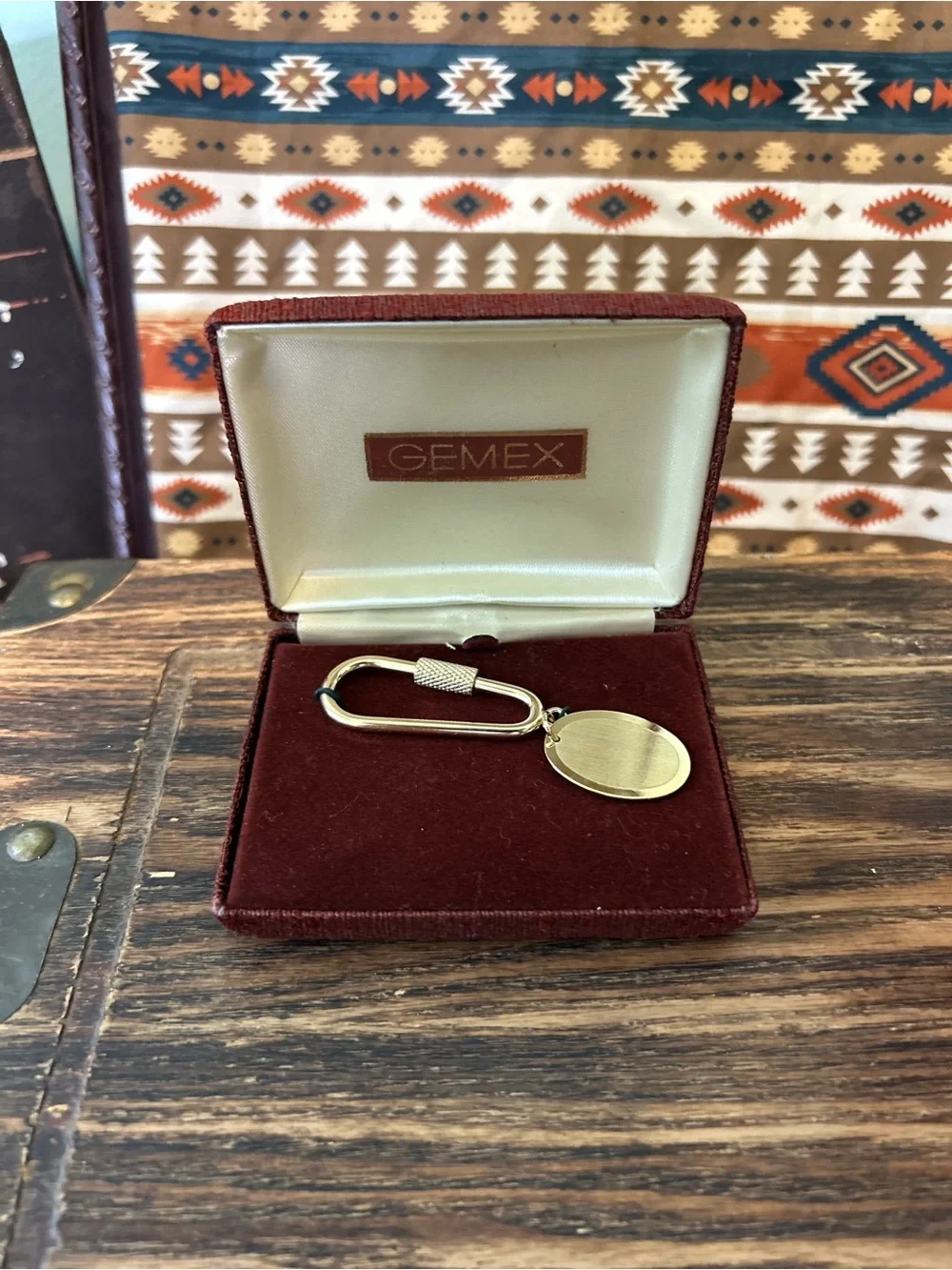 GEMEX Gold Oval ID Tag Carabiner Keychain